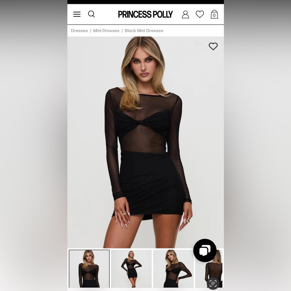 Black Mesh Long Sleeve Dress